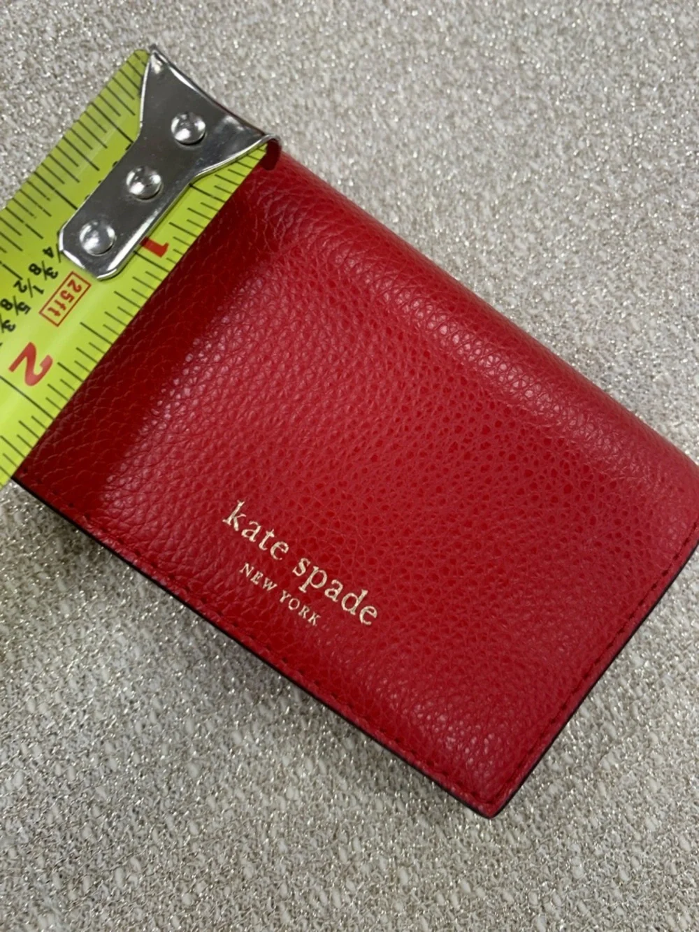 kate spade Red Pebbled Leather Wallet with Gold Logo